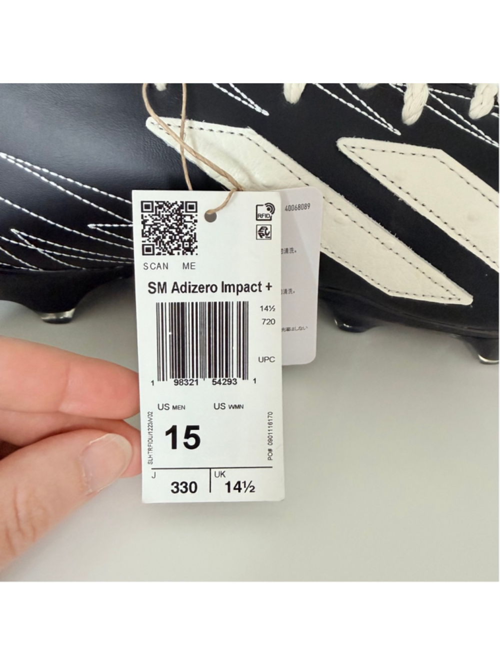 Adidas New Adizero Impact+ Football Cleats Men's Size 15 Black White Primeknit - Picture 5 of 12